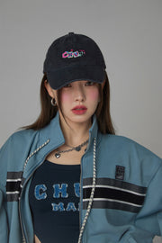 Colorful Embroidered Denim Ball Cap