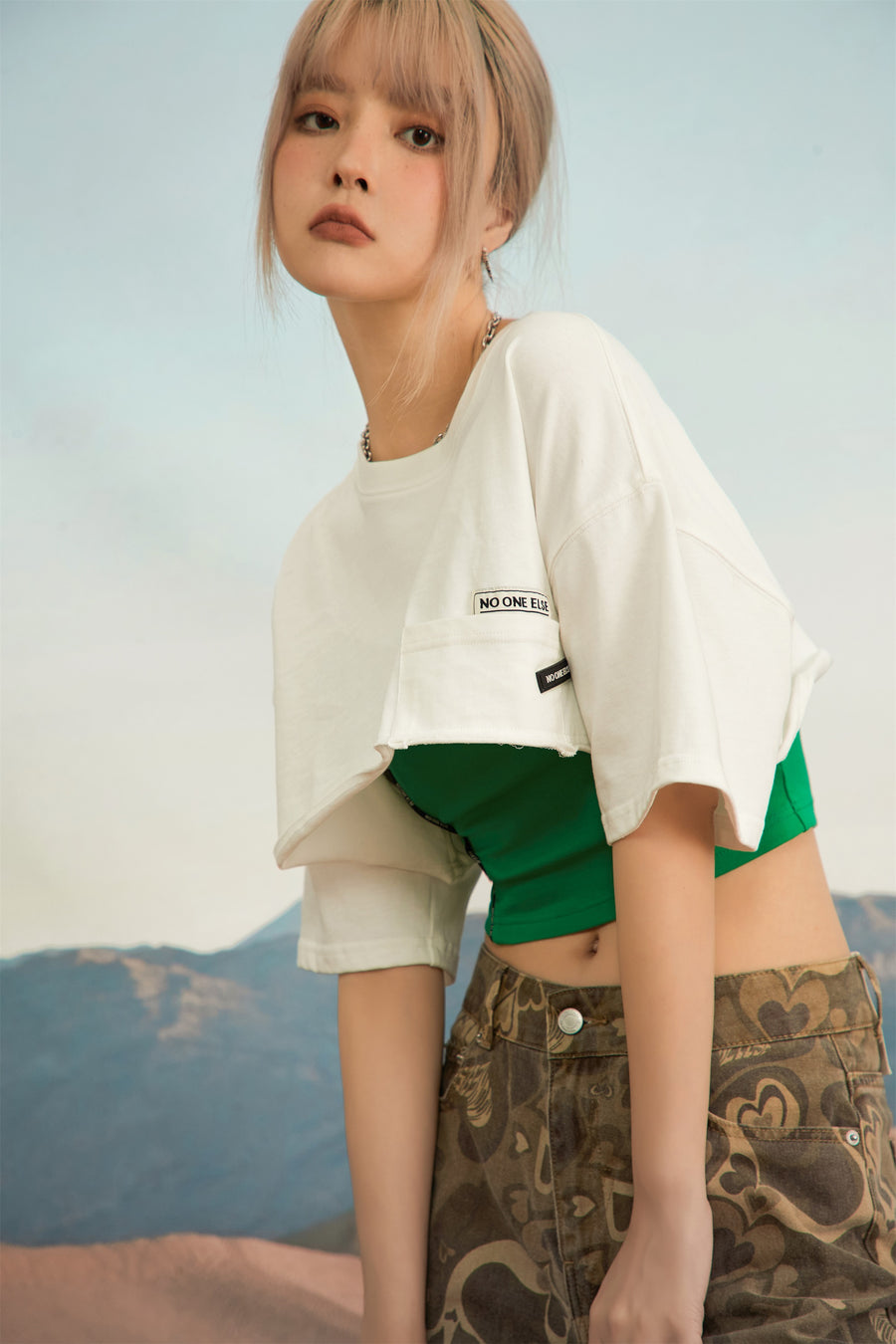 CHUU Bring The Spark Back Maxi Cropped T-Shirt