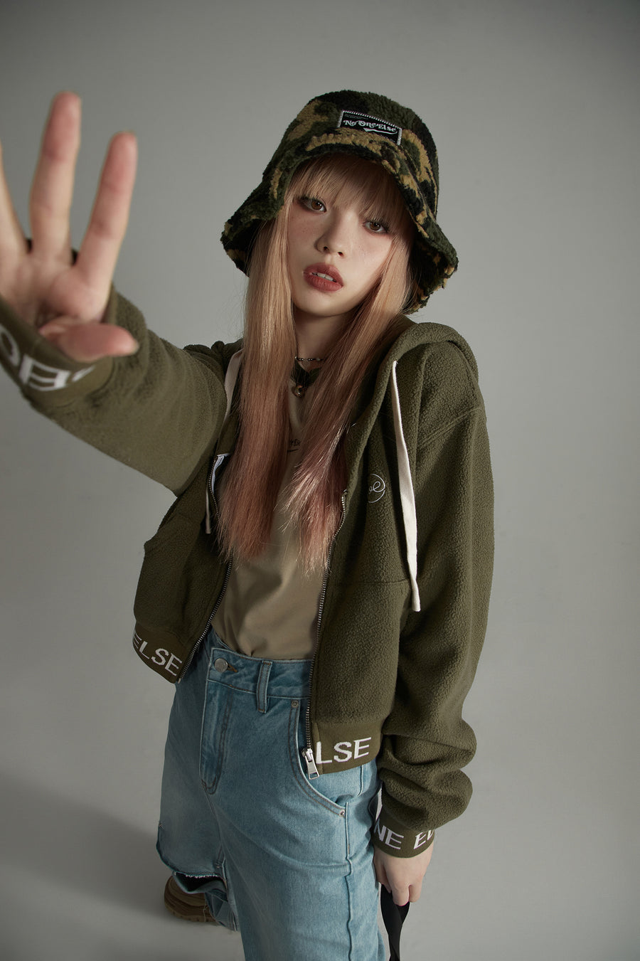 CHUU Fleece Loose Zip-Up Hoodie