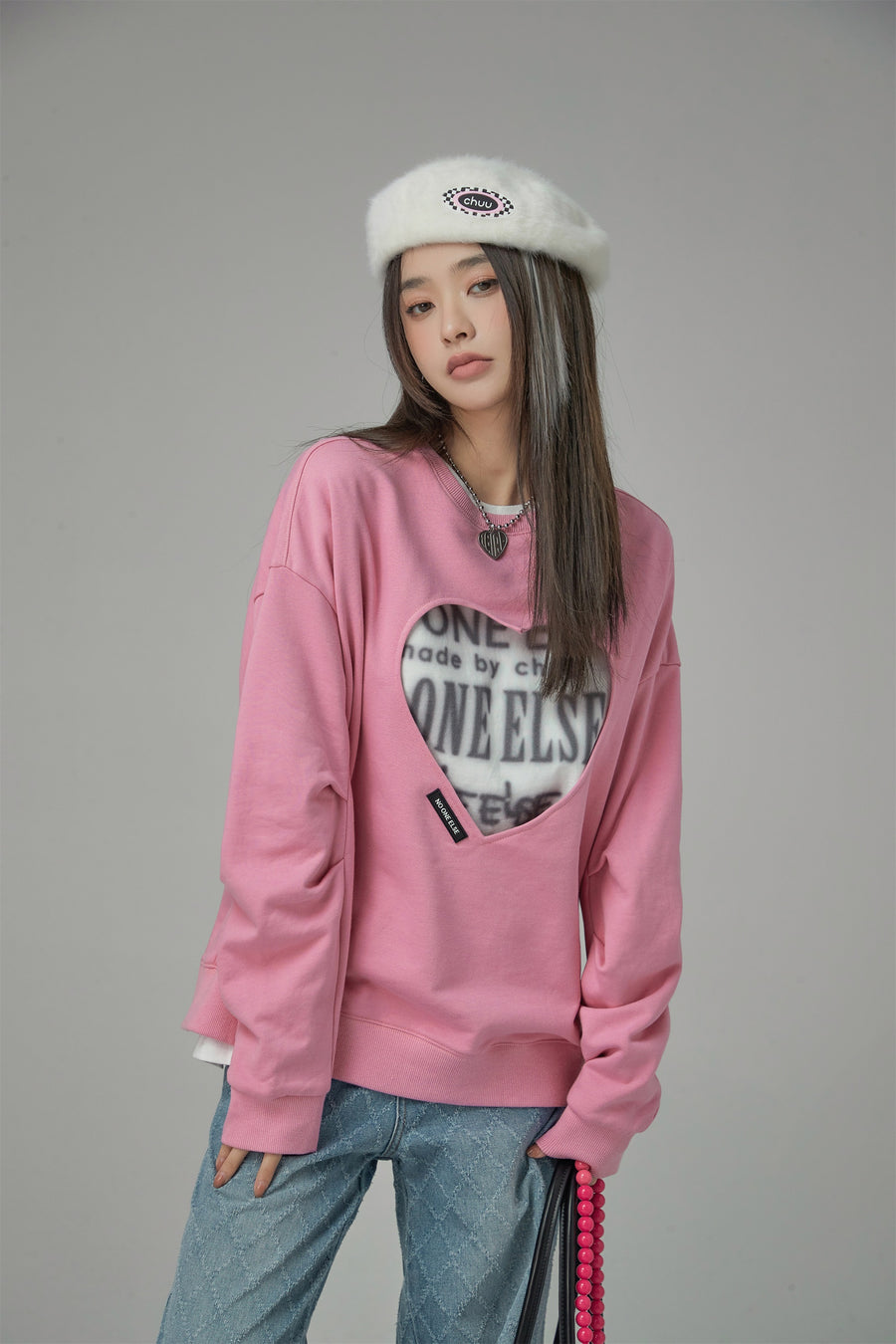 CHUU Show Me Your Heart Cutout Sweatshirt