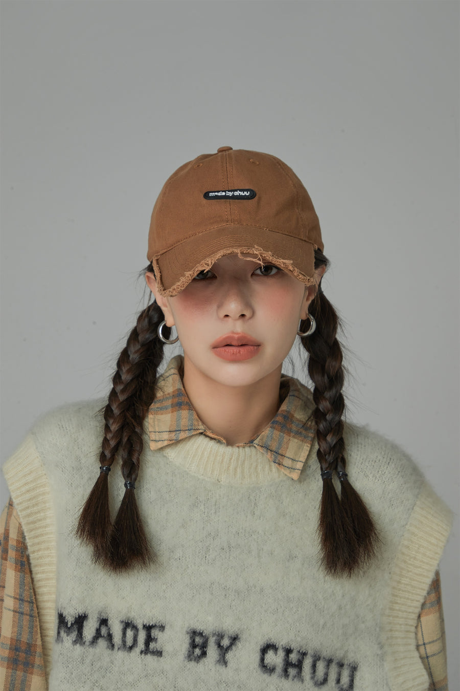 CHUU Raw Hem Ball Cap Hat