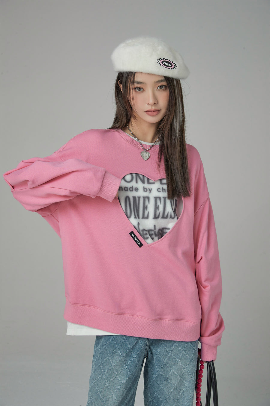 CHUU Show Me Your Heart Cutout Sweatshirt