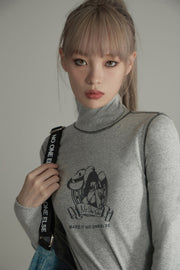 Stitching Turtleneck Long-Sleeves Top