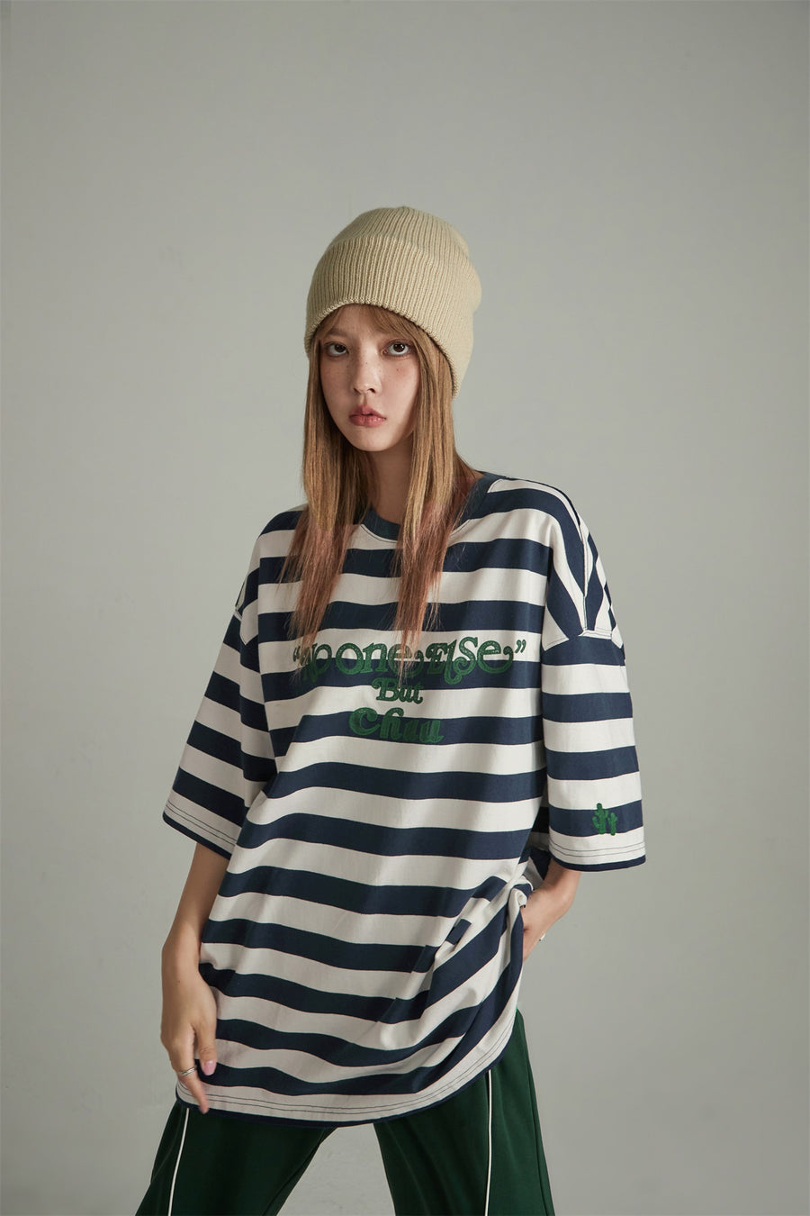 CHUU Striped Oversize T-Shirt