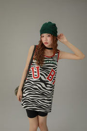 Zebra Sleeveless Loose Fit T-Shirt