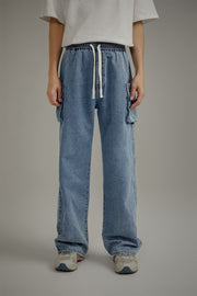 Cotton Pocket String Denim Jeans