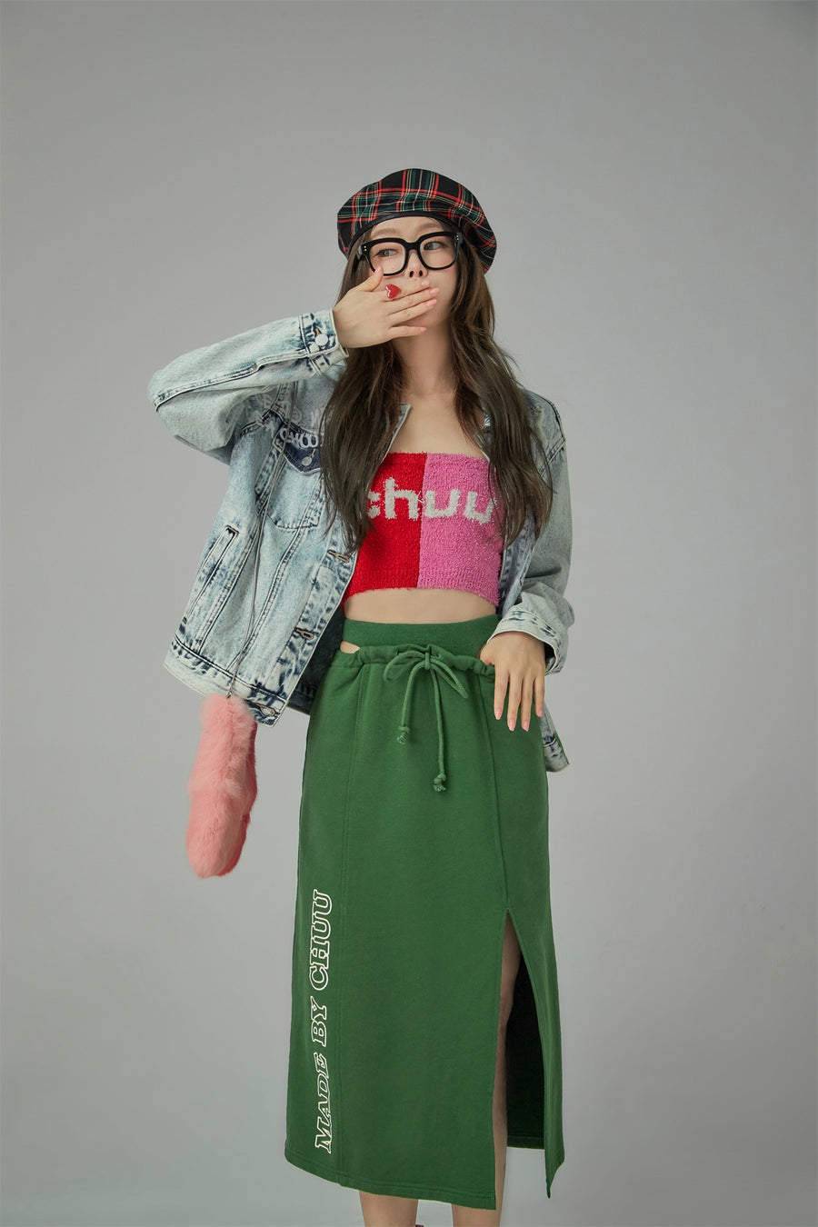 CHUU Bicolor Chuu Logo Tube Top