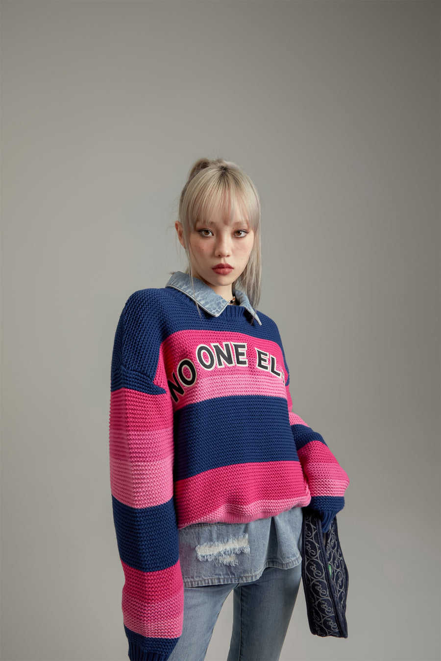 CHUU Striped Loose Fit Knit Sweater