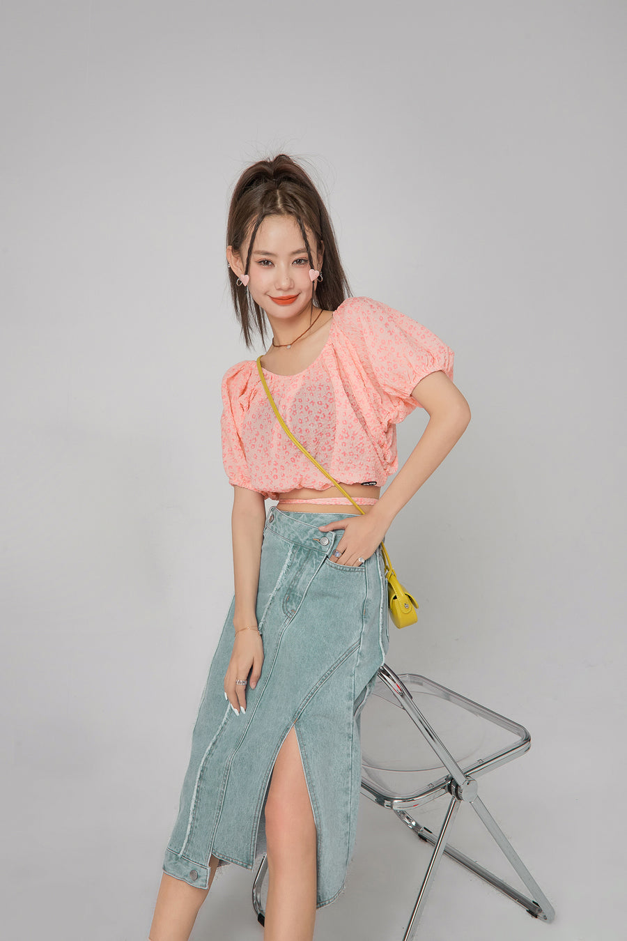 CHUU Leo Flowers Off-Shoulder Wrap Blouse