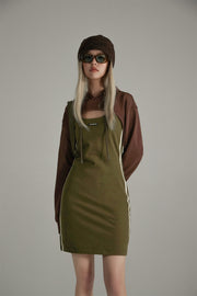 Front Keyhole Hooded Dress