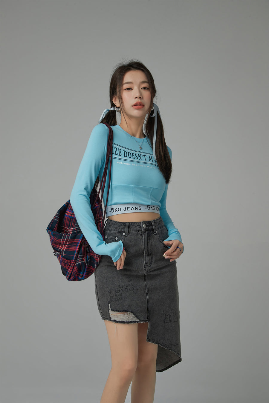 CHUU Size Doesnt Matter Slim Cropped T-Shirt