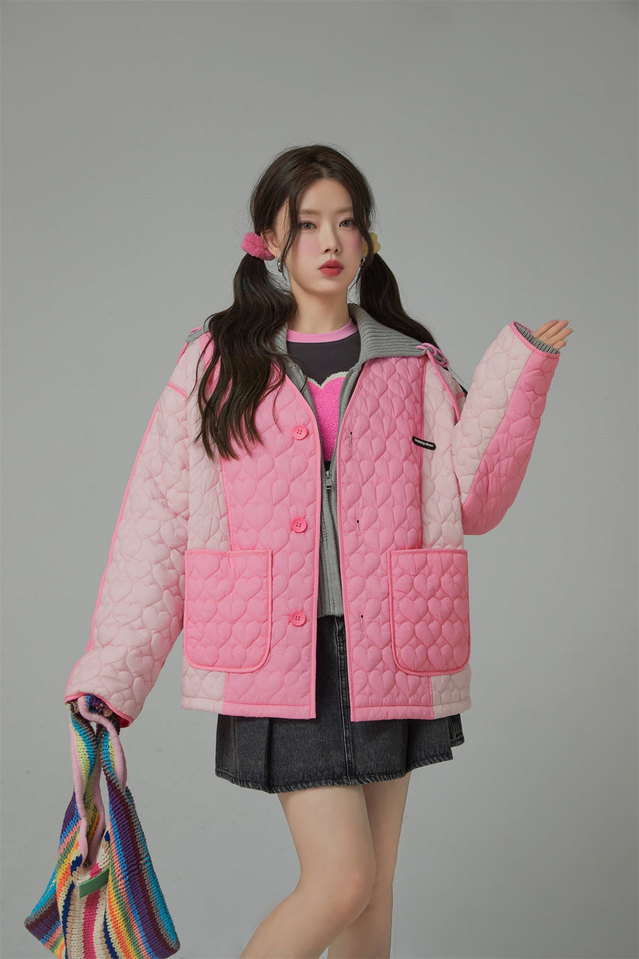 CHUU Chuu Heart Quilted Jacket