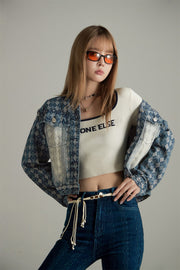 Round Neck Lettering Long Sleeve Crop Knit Top