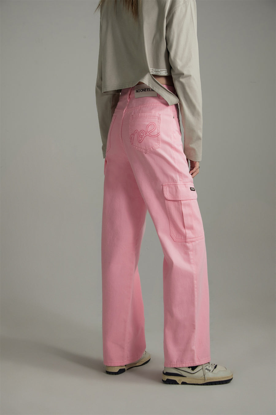 CHUU Side Strap Straight Wide Pants