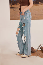 Rough Damaged Wide Jeans