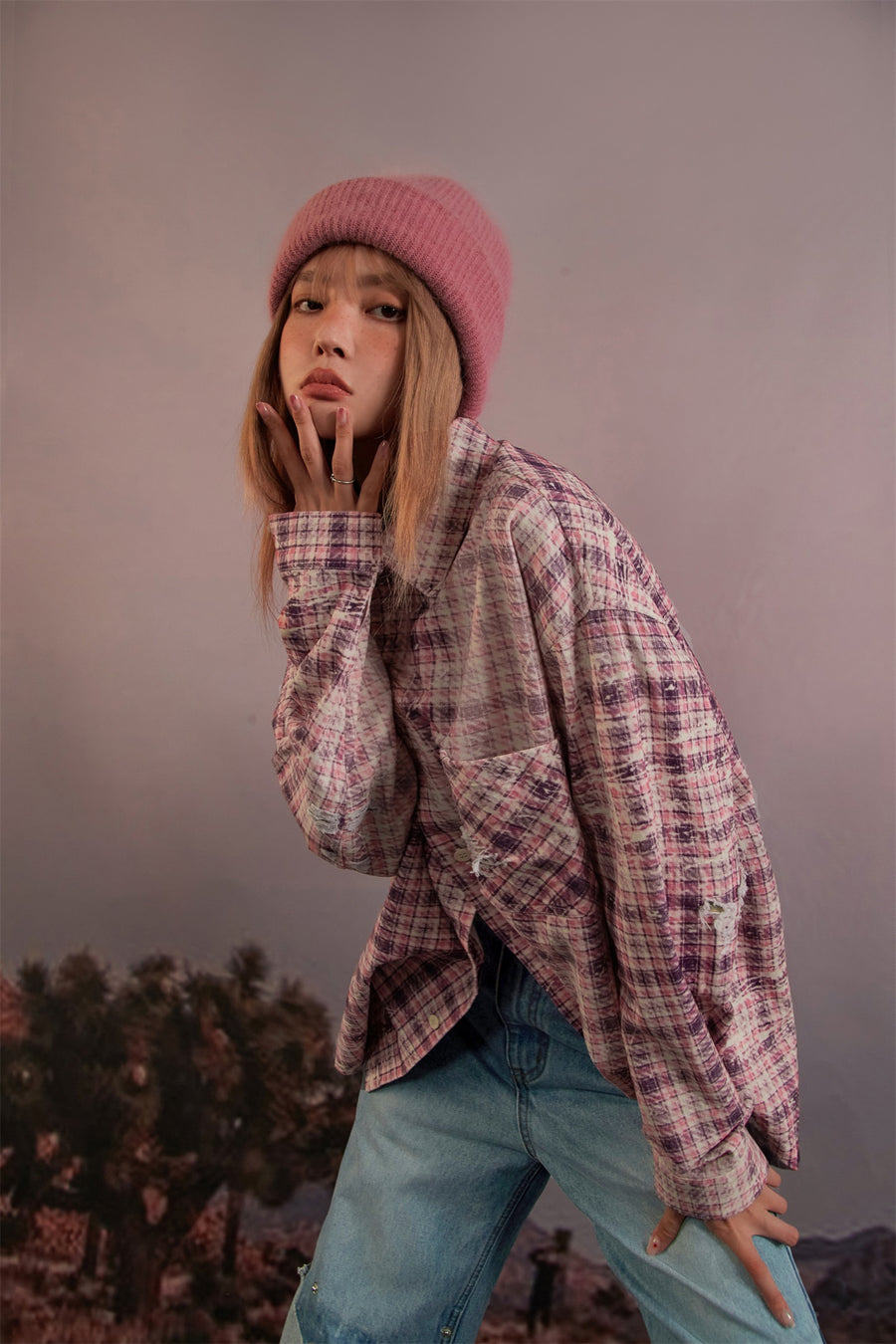 CHUU Loose Check Flannel Shirt