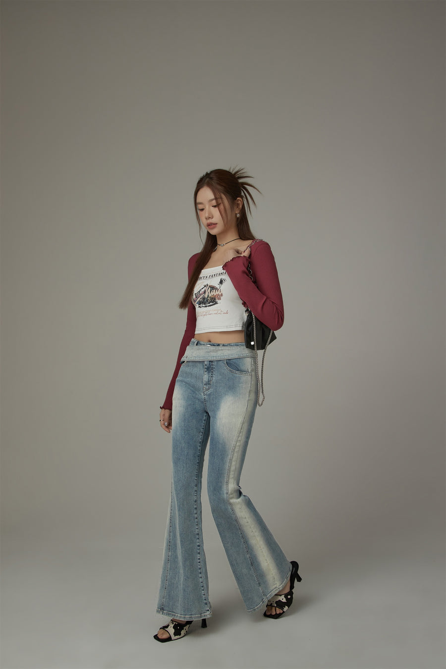 CHUU Washed Bootcut Denim Jeans