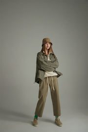 Cotton Ankle Cropped Straight Pants