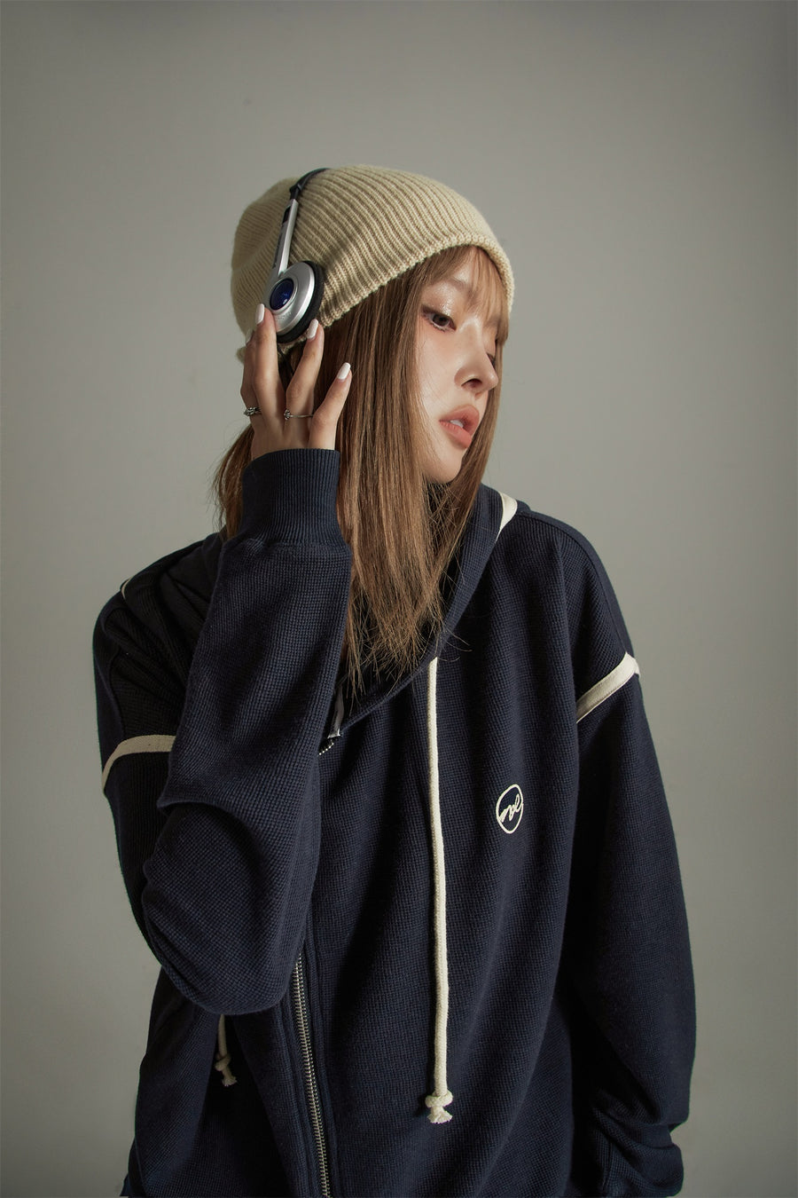 CHUU Casual Loose Fit Zip-Up Hoodie