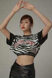 Zebra Contrast Cropped T-Shirt