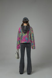 Colorful Leopard Print Fleece Jacket