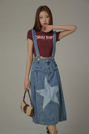 Star Denim Overall Skirt