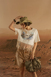 Fringe Butterfly Embroidered T-Shirt