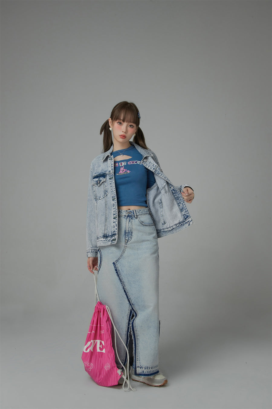 CHUU Bunny Club Elbow Chest Cutout Long-Sleeves Top