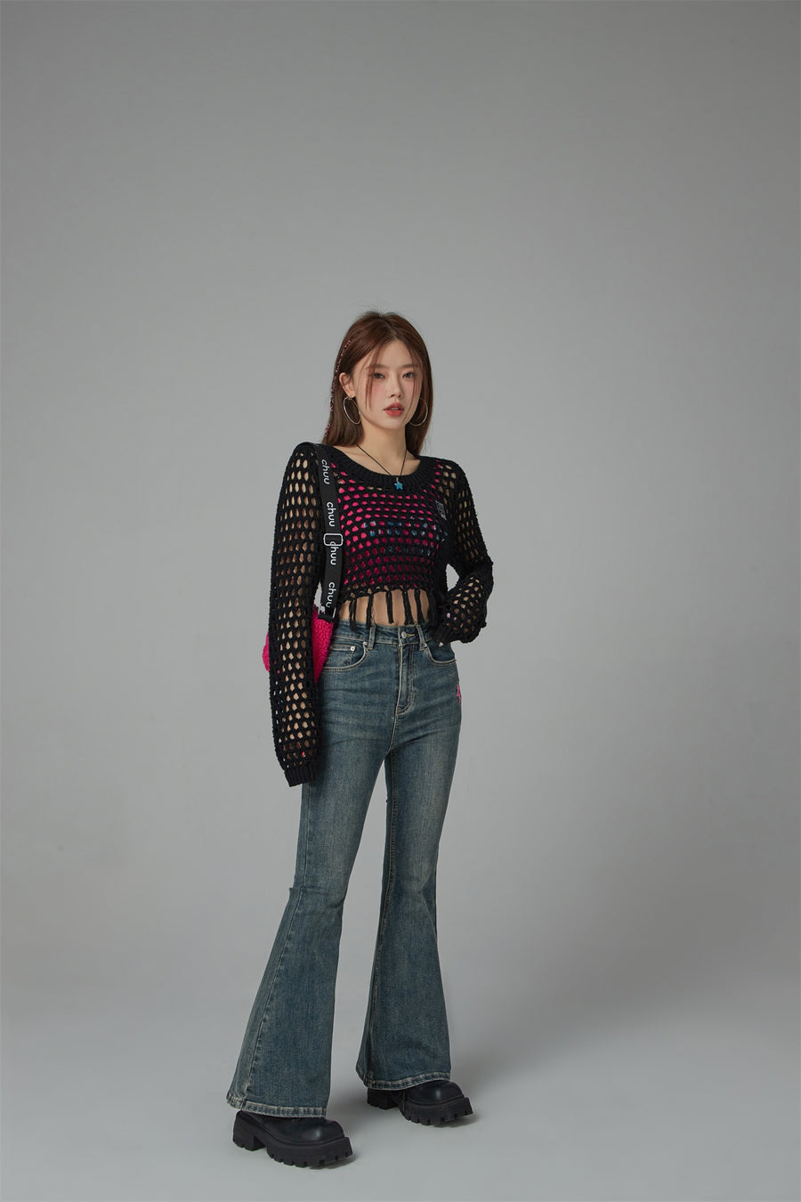 CHUU Charismatic Persona Cropped Knit Top