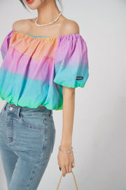 Rainbow Off-Shoulder Blouse