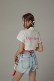 Unbalanced Chuu Baby Cropped Shirt