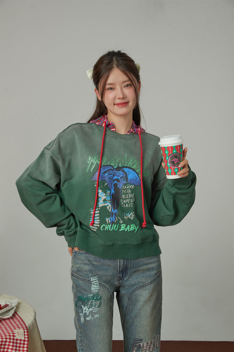 CHUU Angel And Devil Vintage Sweatshirt