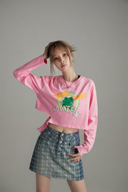 Waikiki Beach Long Sleeve Crop T-Shirt