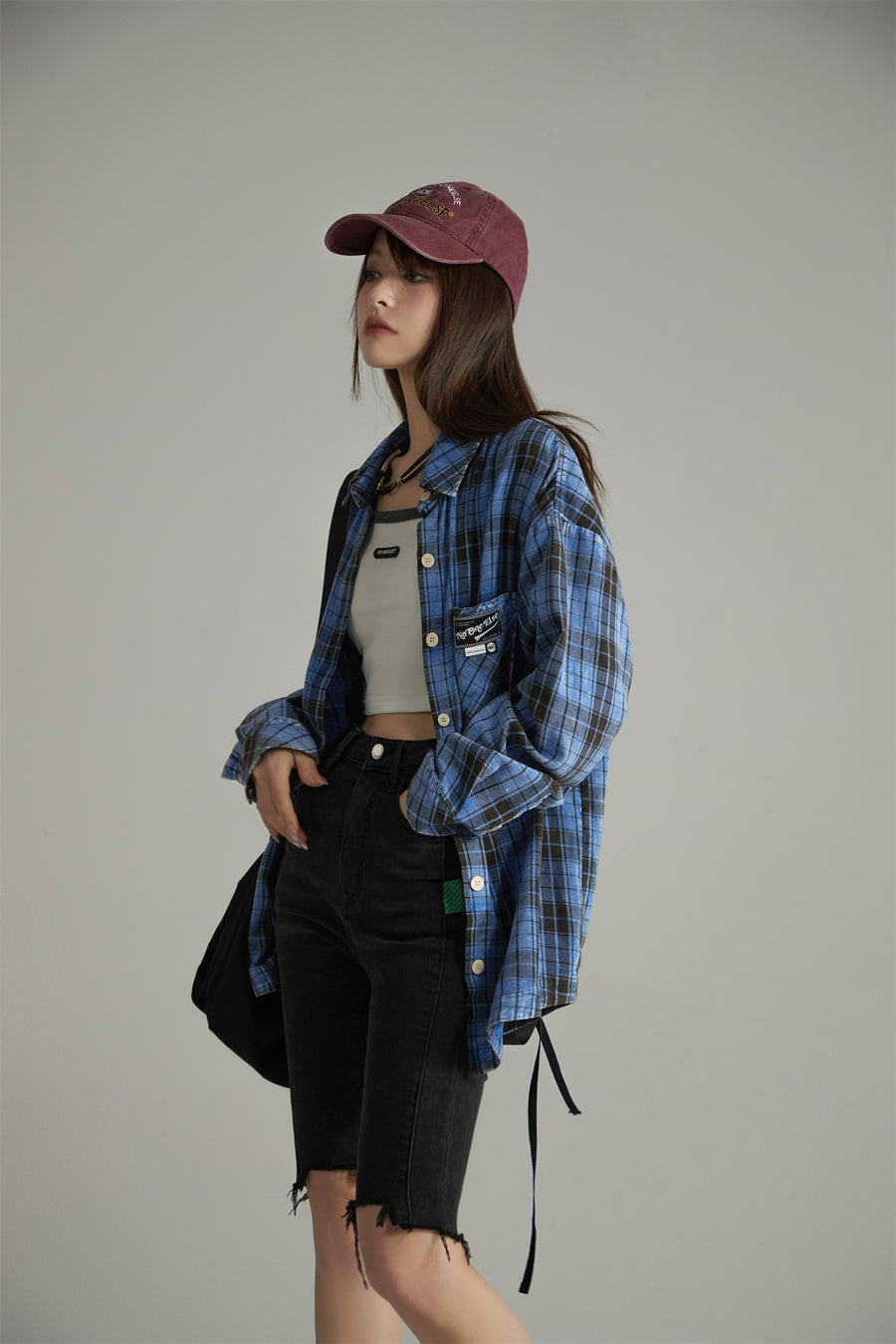 CHUU Vintage Check Button-Up Shirt