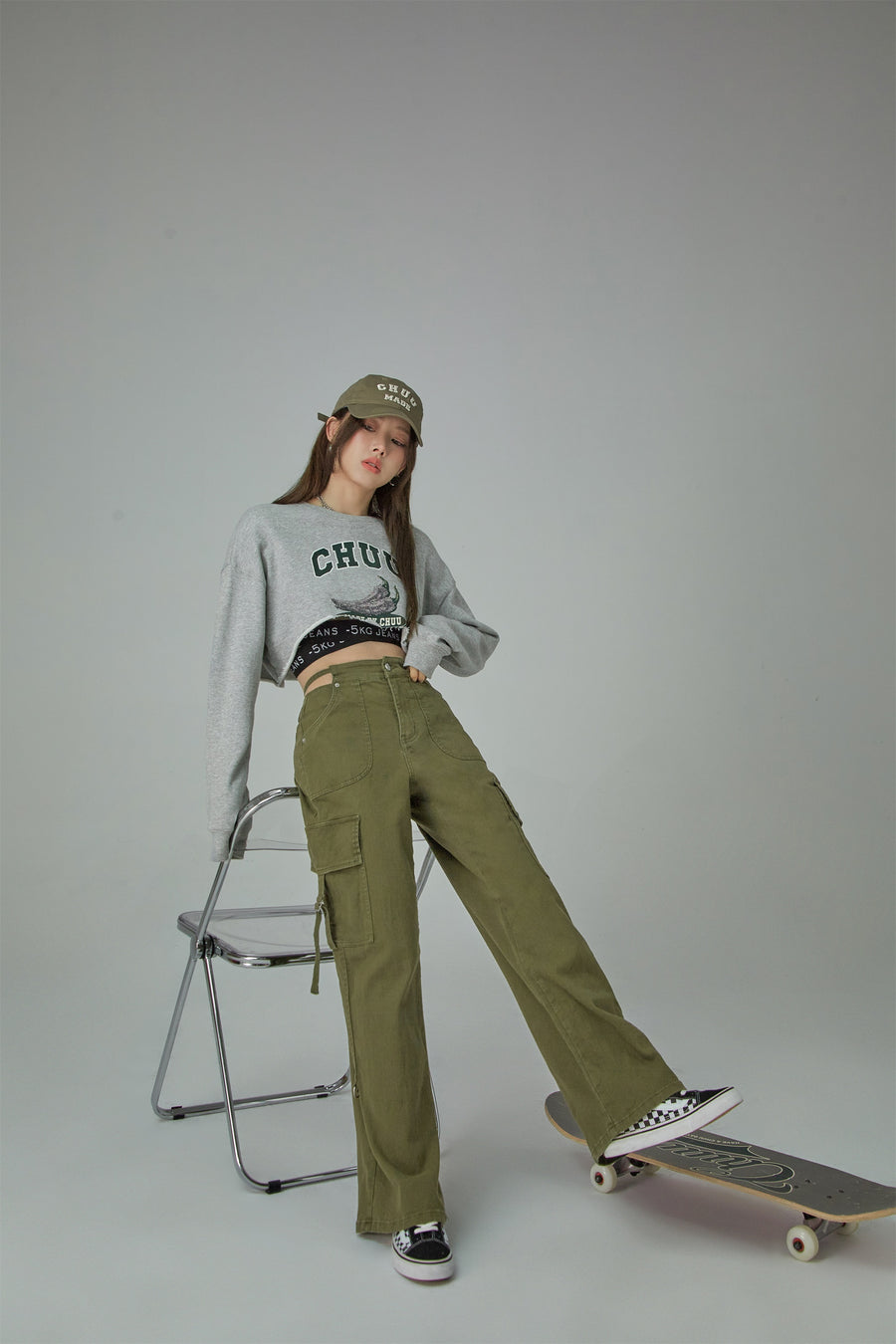 CHUU Pretty Warrior Solid High Waist Casual Pants