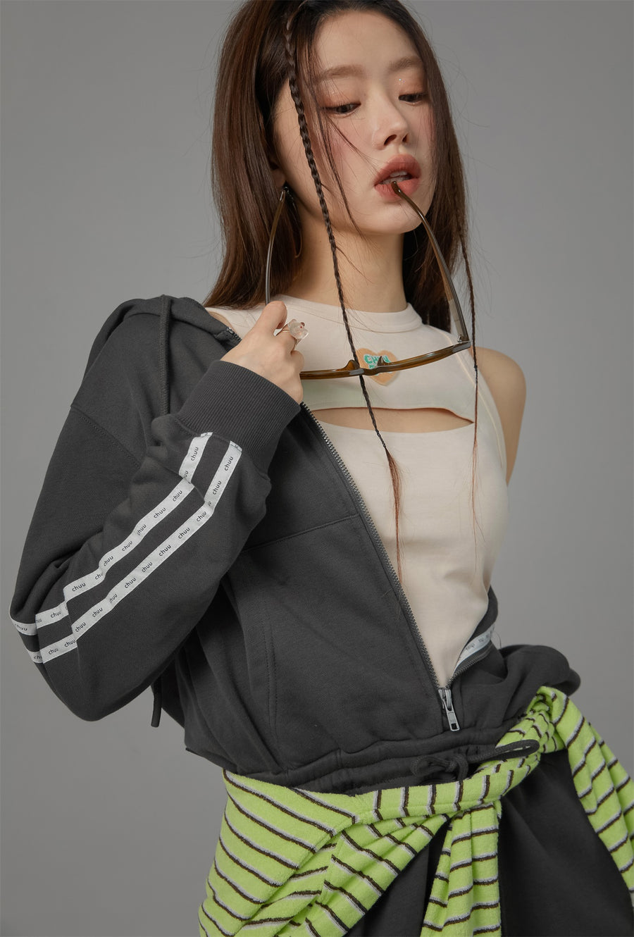 CHUU Hoodie Zip-Up Jogger Jumpsuit