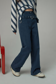 Heart Belt High-Waisted Wide Pants