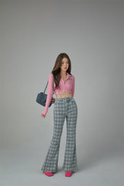 High Waist Argyle Pattern Bootcut Jeans