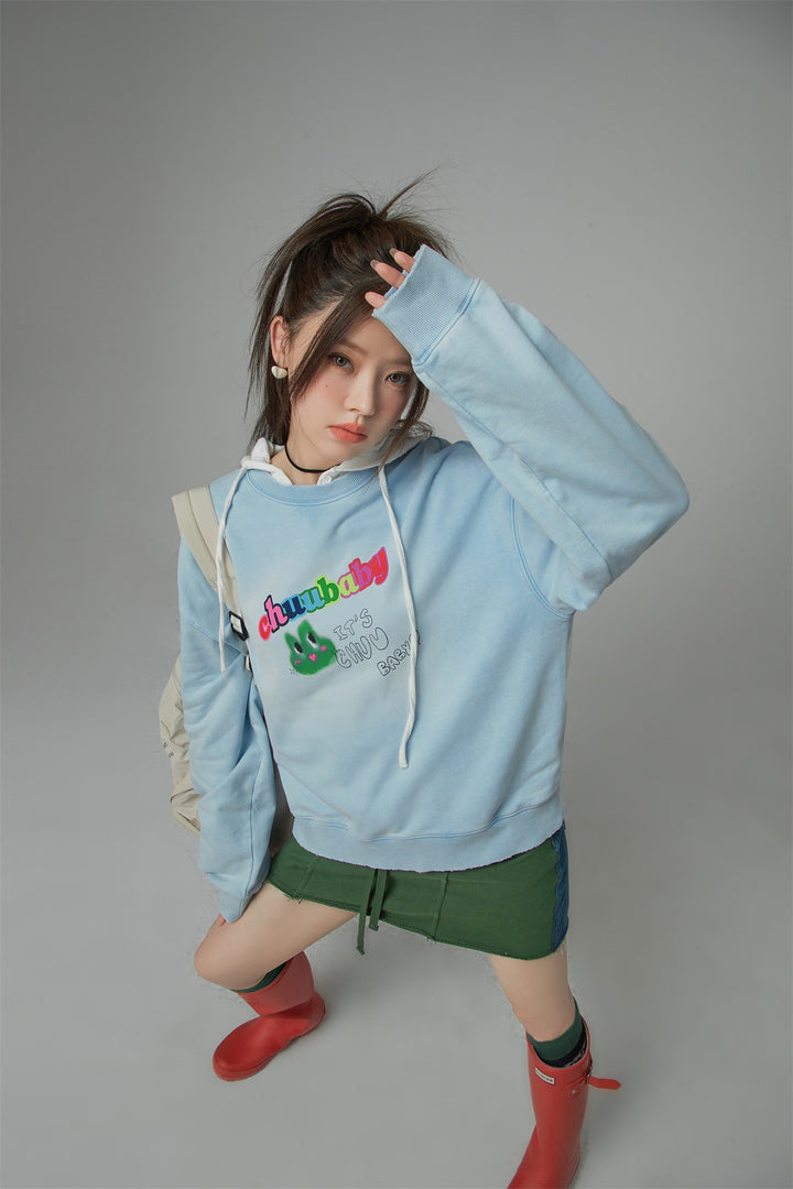 We Are In The Present Frog Logo Loose Fit Sweatshirt