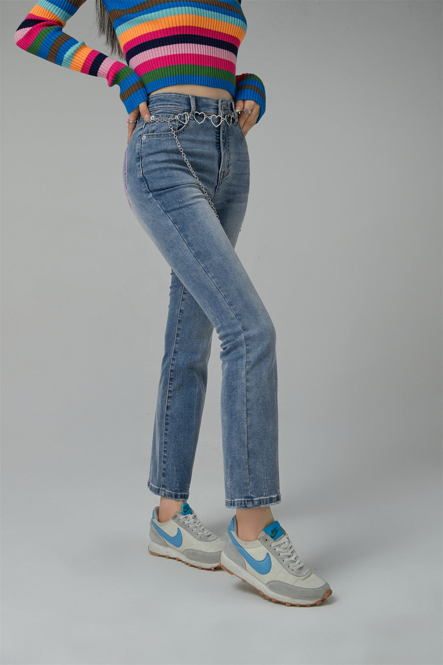 CHUU Heart Pocket Bootcut Denim Pants