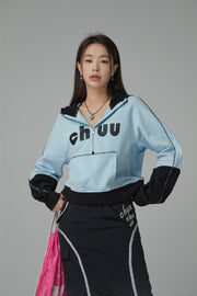 Chuu Lettering Half Zip-Up Hoodie