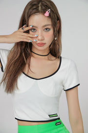 Deep U-Neck And Back Crop Top