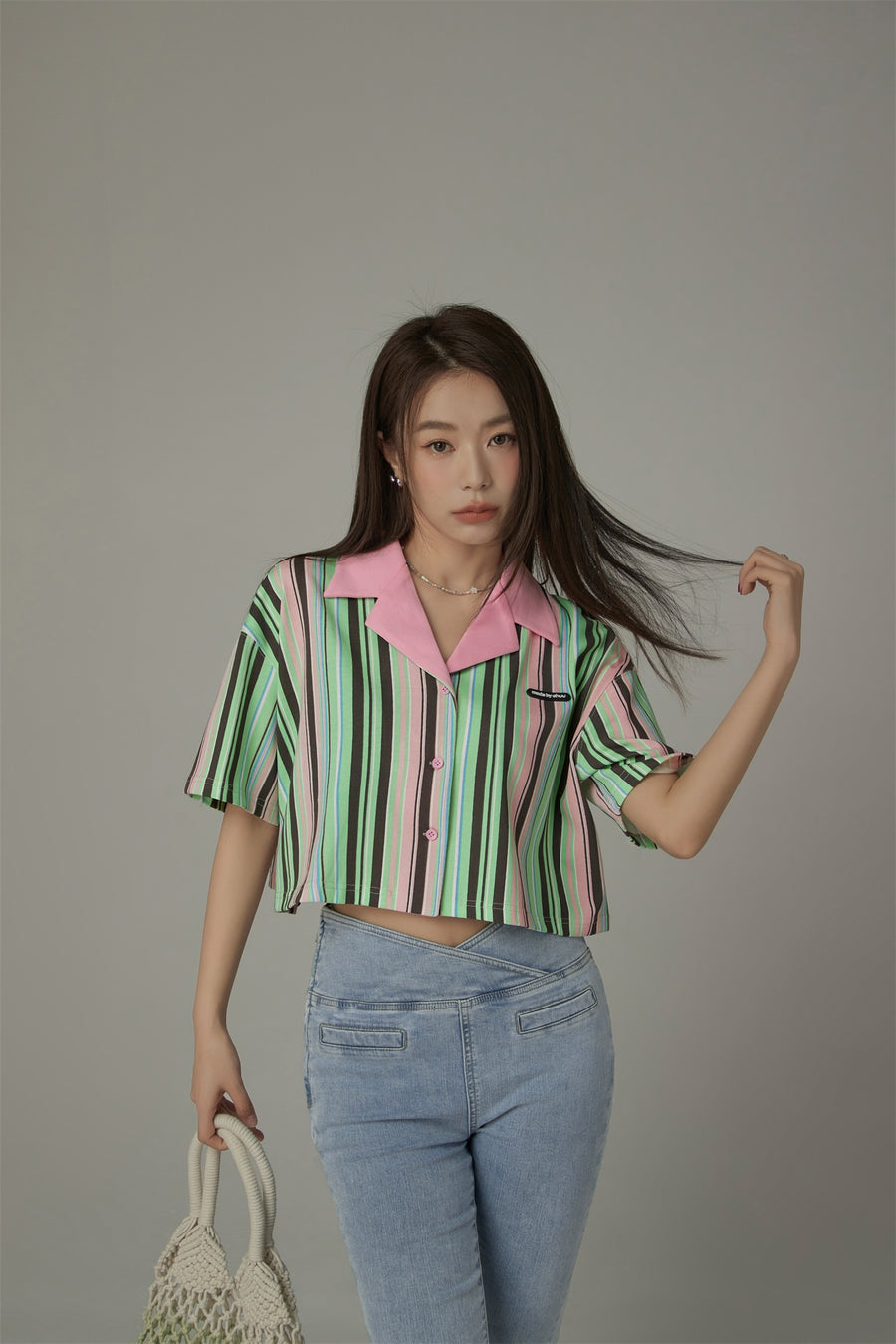 CHUU Contrast Striped Shirt