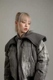 Gradient Big Collar Loose Fit Padding Jacket