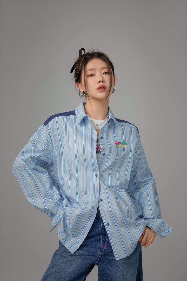 Vertical Stripes Oversized Shirt