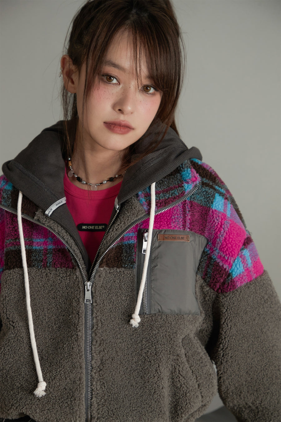 CHUU Colored Crop Fleece Jacket