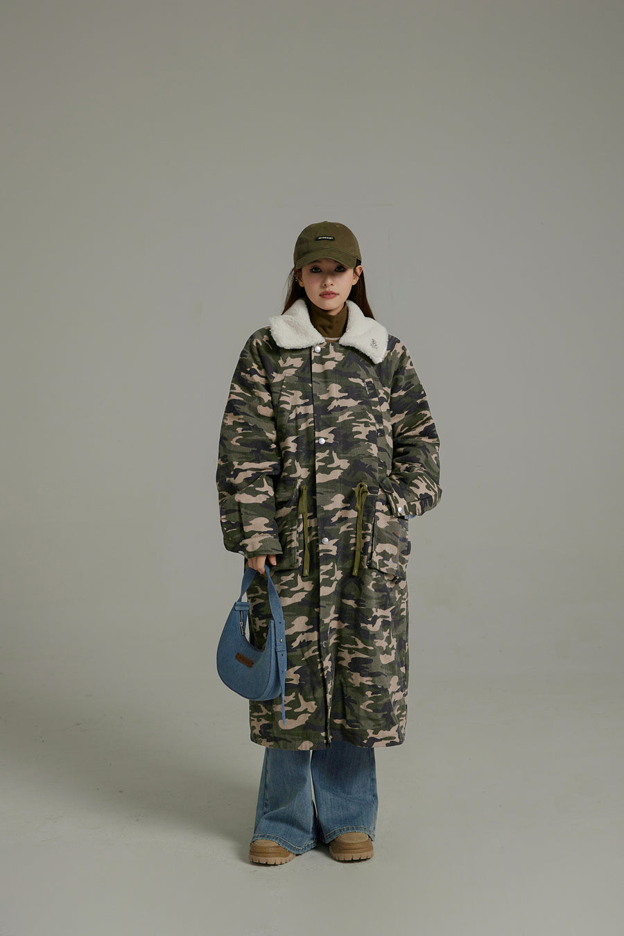 CHUU Camo Loose Fit Dumble Collar Coat