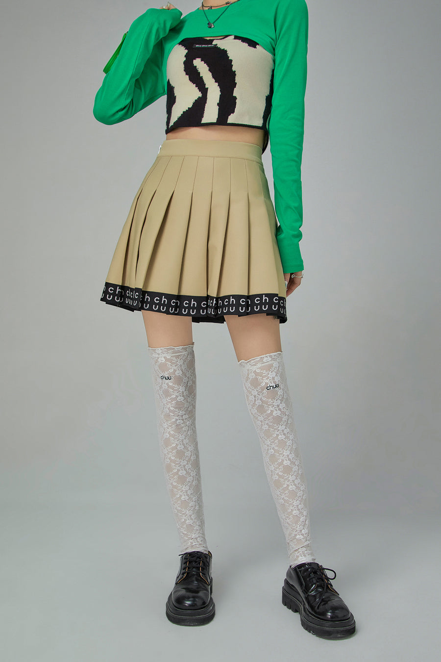 CHUU Hem Band Mini Tennis Pleated Skirt