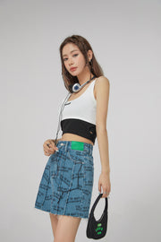 Nice To Meet Chuu Print Denim Skirt