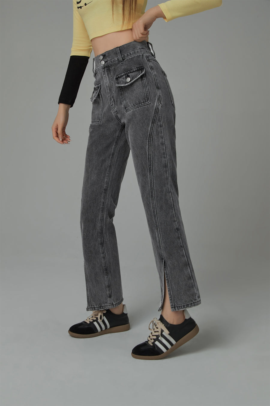 CHUU Slit Bootcut Denim Jeans